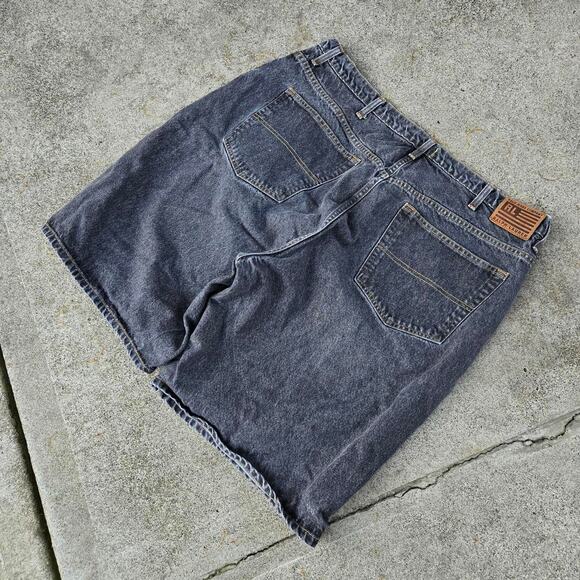 Vtg 90s POLO JEANS COMPANY Plain Earthtone Super Baggy Denim Shorts Jorts 42 - Picture 2 of 8